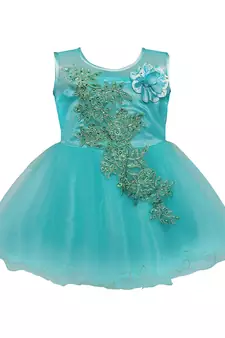 Green printed polyester kids-frocks