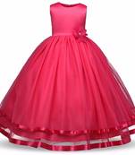 Pink plain satin kids-frocks