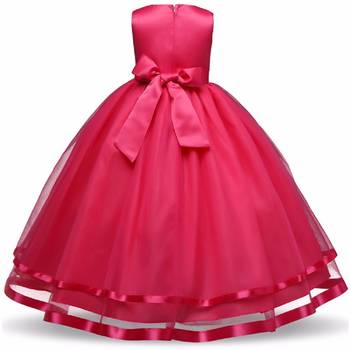Pink plain satin kids-frocks 2