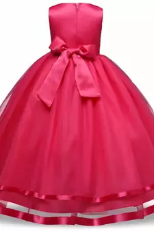 Pink plain satin kids-frocks