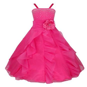 Pink plain satin kids-frocks 1