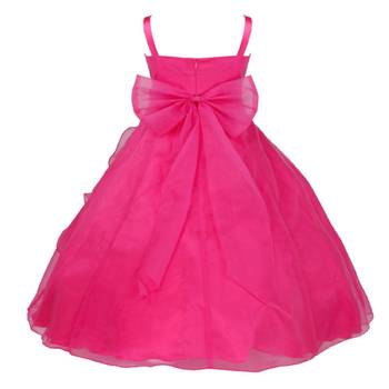 Pink plain satin kids-frocks 2