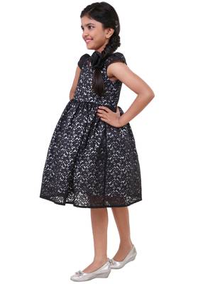 Black plain satin kids-frocks 2