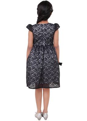 Black plain satin kids-frocks 4