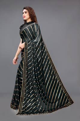 Black embroidered lycra saree with blouse 2