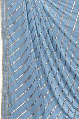 Grey embroidered lycra saree with blouse 3