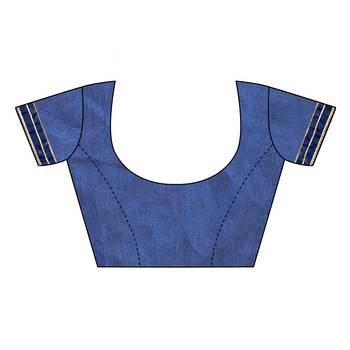 Navy blue embroidered lycra saree with blouse 2