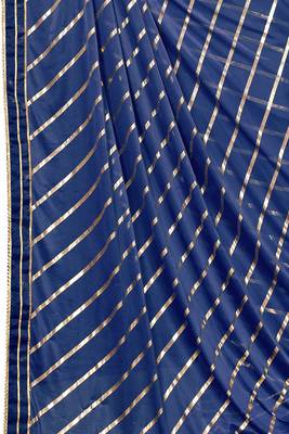 Navy blue embroidered lycra saree with blouse 3