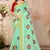 Green embroidered cotton saree with blouse