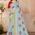 Grey embroidered cotton saree with blouse