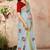 Grey embroidered cotton saree with blouse