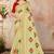 Yellow embroidered cotton saree with blouse