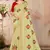 Yellow embroidered cotton saree with blouse