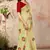 Yellow embroidered cotton saree with blouse