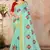 Blue embroidered cotton saree with blouse