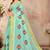 Blue embroidered cotton saree with blouse