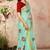 Blue embroidered cotton saree with blouse