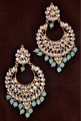 Sky Beads and Kundan Embellished Dangler Earrings 1