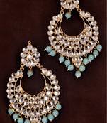Sky Beads and Kundan Embellished Dangler Earrings