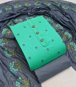 Ligth Green Cotton Embriodered Unstiched Dress Materials With Bottom And Dupatta.