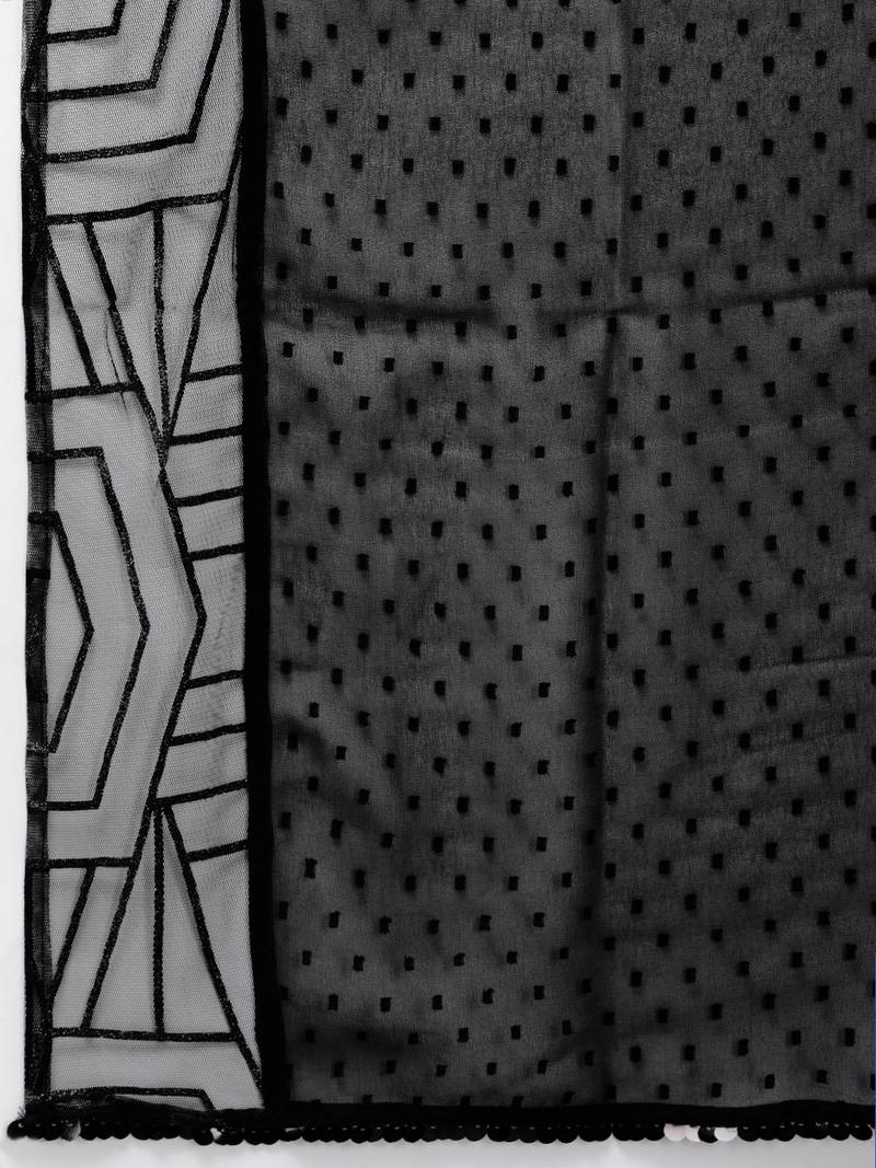 Ahalyaa Women Black Embellished Kurta with Palazzos & Dupatta