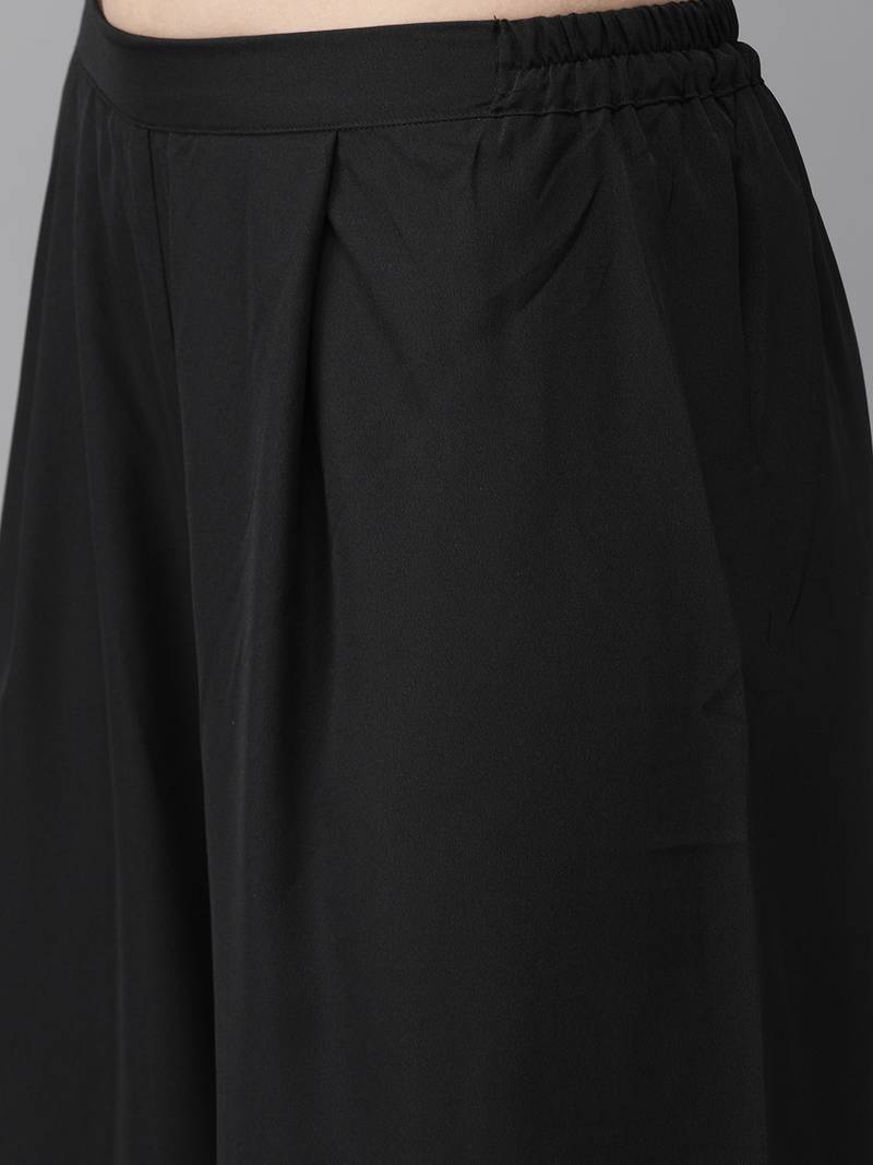 Ahalyaa Women Black Embellished Kurta with Palazzos & Dupatta