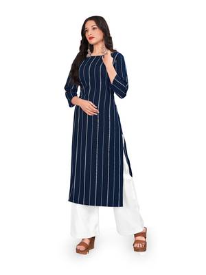 Navy-blue printed crepe kurtas-and-kurtis 1