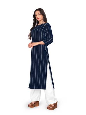Navy-blue printed crepe kurtas-and-kurtis 3