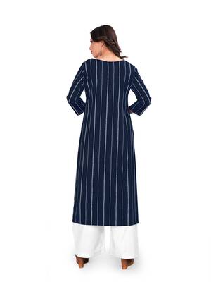 Navy-blue printed crepe kurtas-and-kurtis 4