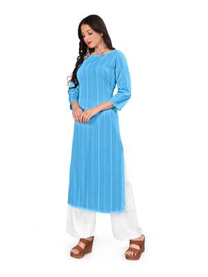 Aqua-blue printed crepe ethnic-kurtis 2