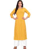 Yellow printed crepe ethnic-kurtis