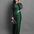 Dark green plain silk saree with blouse