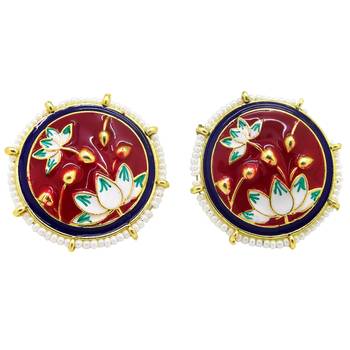 Maroon pearl studs 1