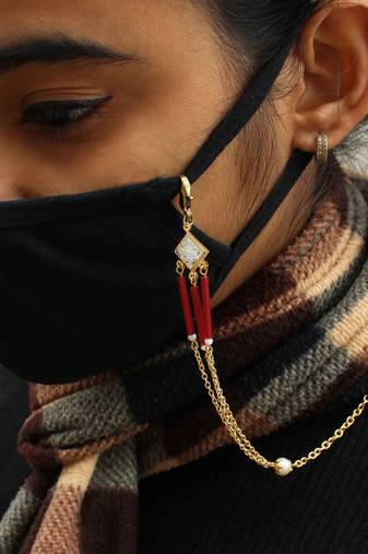 Red Glass Tube Mask Chain