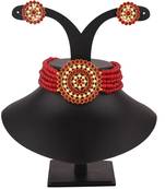 Maroon collar-necklace