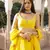 Yellow embroidered cotton stitched lehenga