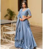 Grey embroidered cotton stitched lehenga