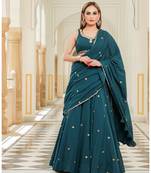 Green embroidered cotton stitched lehenga