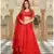 Red embroidered cotton stitched lehenga