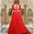 Red embroidered cotton stitched lehenga