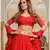 Red embroidered cotton stitched lehenga