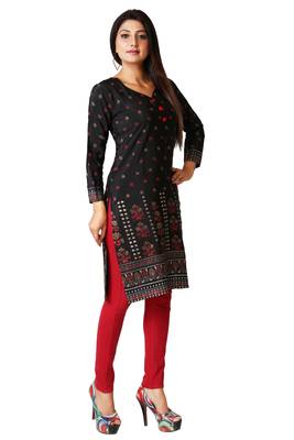 Black printed silk long-kurtis 4