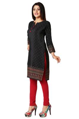 Black printed silk long-kurtis 3