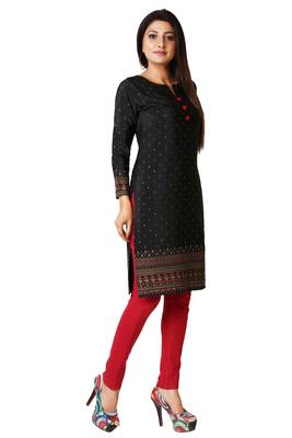 Black printed silk long-kurtis 4