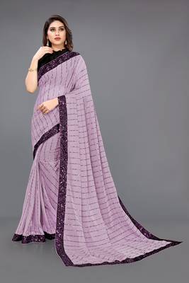 Light wine embroidered lycra saree with blouse 1