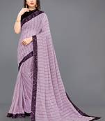 Light wine embroidered lycra saree with blouse