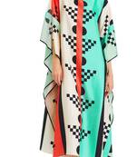 JSDC Geometric Printed Style Satin Silk Kaftan For Women