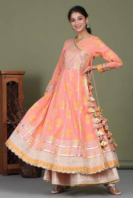 Cotton block printed ethnic sharara set with kota doria dupatta 1