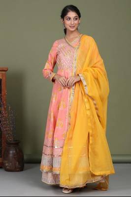 Cotton block printed ethnic sharara set with kota doria dupatta 2
