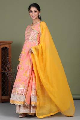 Cotton block printed ethnic sharara set with kota doria dupatta 3